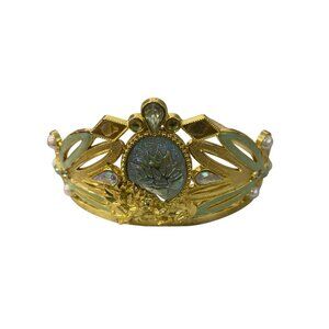 Disney Store Princess Tiara Gold Lotus Flower Crown Green Jewels Kids Roleplay